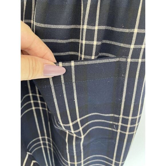 Aritzia Wilfred Blue Plaid High Rise Soleste Pants Size Small Cuffed Windowpane - Picture 6 of 12